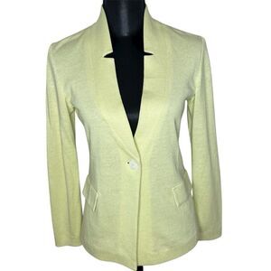 Amina Rubinacci Blazer Knit Linen Cotton Chic Made in Italy Yellow Green Small